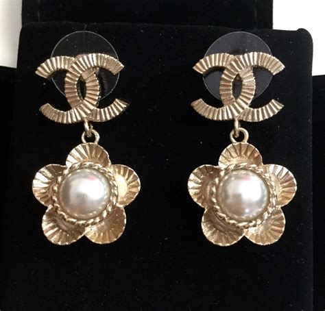 chanel cc dangle pearl earrings|1986 cc dangle clip on earrings.